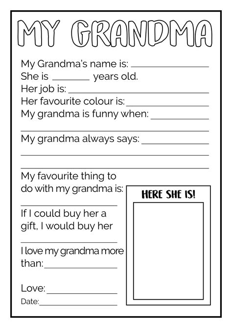All About My Grandma Free Printable